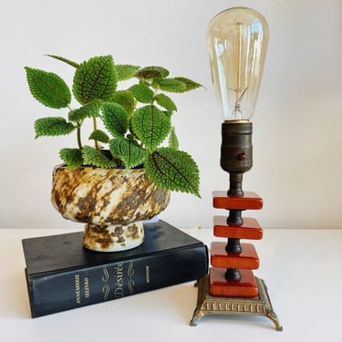 Vintage Bakelite and Ornate Brass Table Lamp