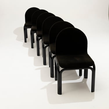 SET DE 6 CHAISES ORSAY EN VELOURS, GAE AULENTI, 1970s