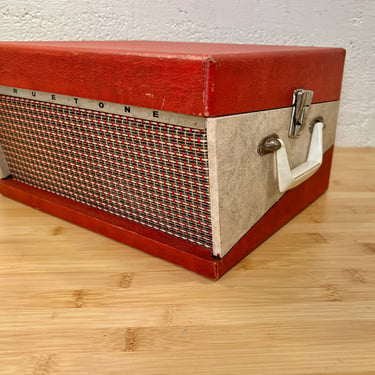 Sweet 1962 Truetone Record Player, 4-speed, 2-Tone Suitcase Portable, Fully Serviced, Nicely Playing 