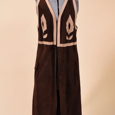 Brown Suede Duster Vest, S/M