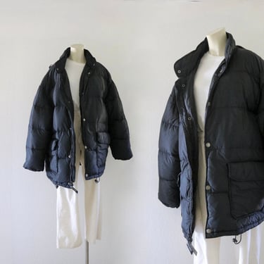 oversized black down puffer jacket 