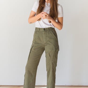Vintage 26 Waist Olive Green Fatigues | Cargo Trousers | Army Pants | AP125 