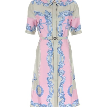 Versace Women Printed Silk Shirt Dress