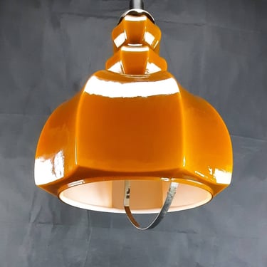 Vintage Space Age Pendant Lamp, Yugoslavian 70's, Cased Brown Glass Lamp, MCM Design, Cased Glass Ceiling Lamp, Retro 70's lighting 