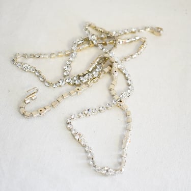 Vintage Clear Rhinestone Long Necklace 