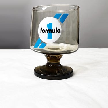 Vintage 60's FORMULA 1 one Racing DRINKING GLASS Goblet 1970s Logo 1960's Cars drag race Auto Hot Rods 1960's Mid Century 