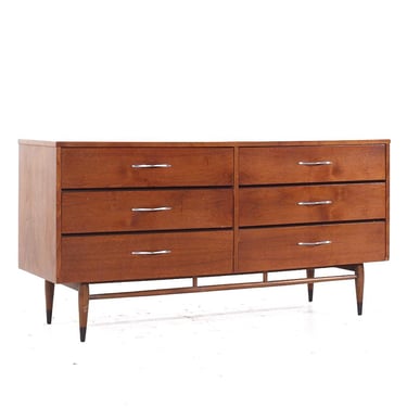 Lane Acclaim Mid Century Walnut Lowboy Dresser - mcm 