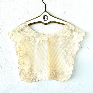 Vintage Embroidered Pina Lace Shirt Victorian Lace Crop Top 