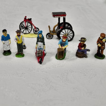 10 IRS Pewter Figurines Farm Figures Horse Buggy Antique 2 Wheel Bike Victorian People Collectible Mini Display 1997 Gift for Mini Lover 