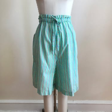 Brightly Colored Geometric Print Cotton Shorts - 1990s 
