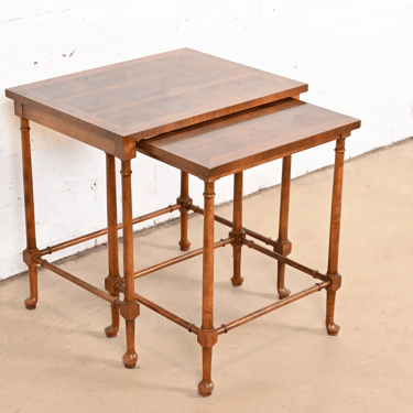 Baker Furniture Queen Anne Walnut Nesting Tables, Set of Two