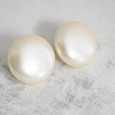 1960s Cream Faux Pearl Clip Earrings 