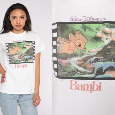 Vintage Bambi Shirt Walt Disney TShirt 90s Graphic Cartoon T Shirt Vintage 1990s Retro Tee Kawaii Small S 