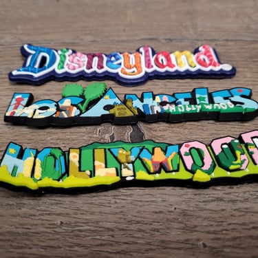 Vintage California Disneyland, Los Angeles, and Hollywood Set of 3 Magnets 