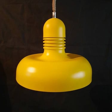 Space Age Pendant Lamp, Yellow Metal Pendant Lamp, MCM Ceiling Lamp, Made in Italy 1970's, Yellow Metal, Mid Century, Vintage Lamp, 