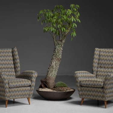 Wing Chairs in Pierre Frey Wool Blend / Bonsai