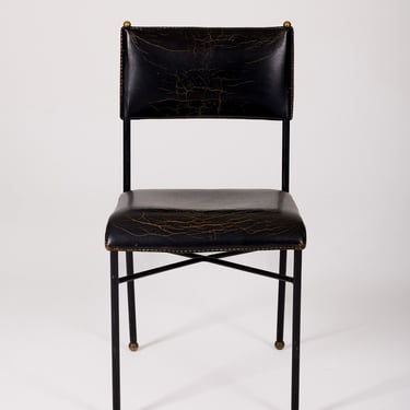 CHAISE EN CUIR JACQUES ADNET