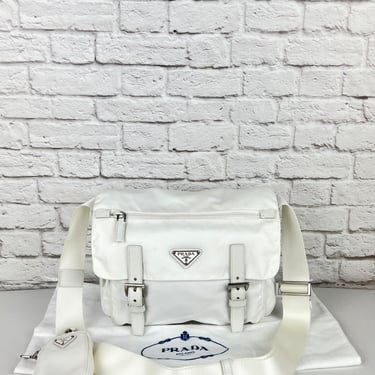 Prada Re-Nylon Messenger Bag, White