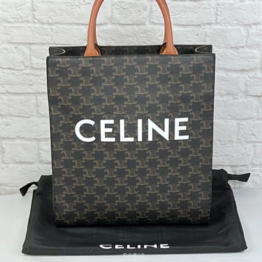 Celine Vertical Cabas Tote Bag, Black/Camel