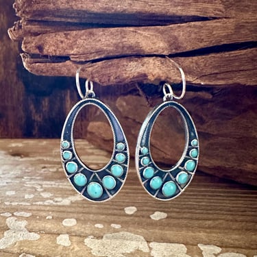 DISCO TURQUOISE Mexican Sterling Silver Earrings | Statement Silver Dangles | Handcrafted Made in Mexico | Southwestern Jewelry 