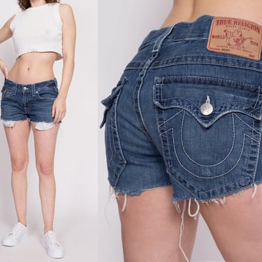 Vintage True Religion Low Rise Cut Offs - Medium to Large | Y2K 00s Ricky Denim Shorts 