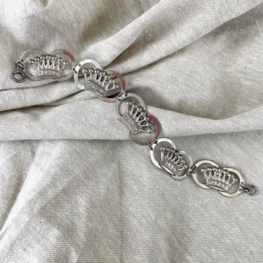 Lang sterling silver crown bracelet - 1950s vintage 