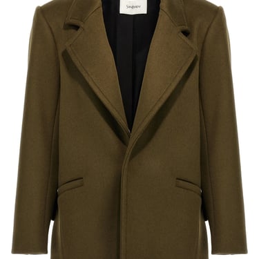 Saint Laurent Women Single-Breasted Wool Coat