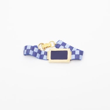 A. Carnevale CHECKERBOARD BLUE BRACELET - Gold