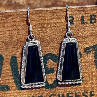 ONYX NIGHT Sterling Silver & Onyx Earrings Handcrafted Native Made | Native American Southwestern Jewelry | Statement Drop Earrings 