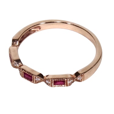 No Label - 14k Rose Gold Jeweled Ring Sz 6