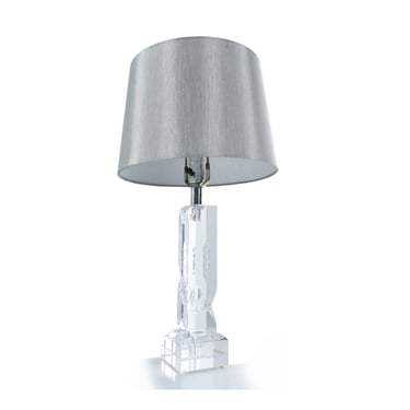 Lucite Acrylic Nineteen-Laties Boudoir Table Lamp with Chipped Ice Sculpted Effect 