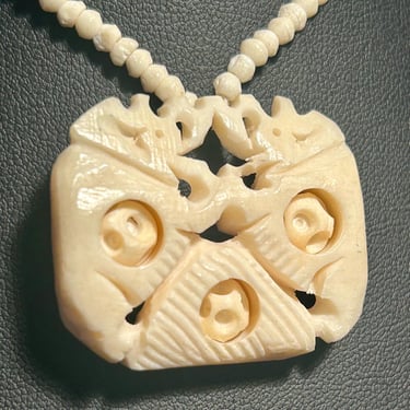 Vintage Hand Carved Elephant Necklace Moving Pieces Thailand 