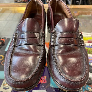 Florsheim penny Loafers Vintage 1980s Shoes Burgundy Brown Leather men's size 9 D 