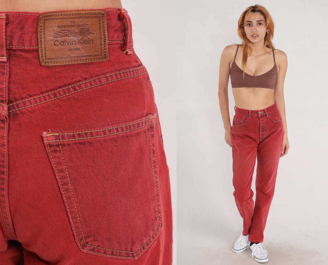 90s Western Jeans Red Panhandle Slim Denim Rodeo High Waisted Riding Pants  Tapered Straight Leg 1990s Vintage Extra Large Xl 16 Tall Long 