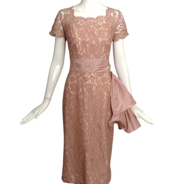 1950s Pink Lace Cocktail Dress, Size 4