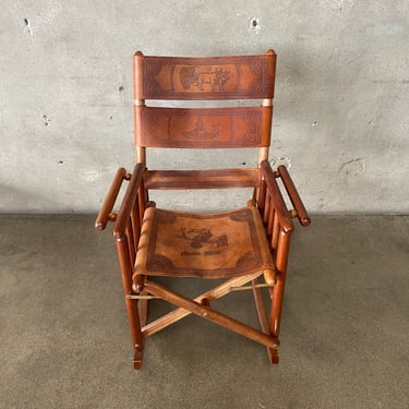 Vintage leather / Wood Rocking Chair - Made in Costa Rico