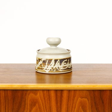Vintage Mid Century Stoneware Lidded Pot — Stoneware Designs West — Abstract glaze 