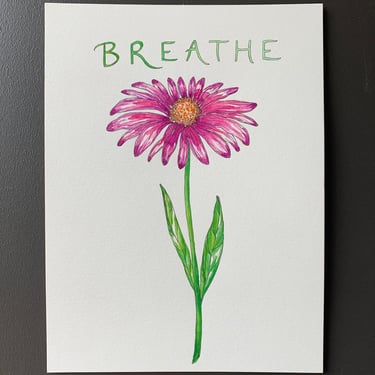 Breathe Aster Flower Original Watercolor Painting