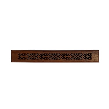 Small Narrow Brown Wood Rectangular Carving Storage Accent Box ws2644E 