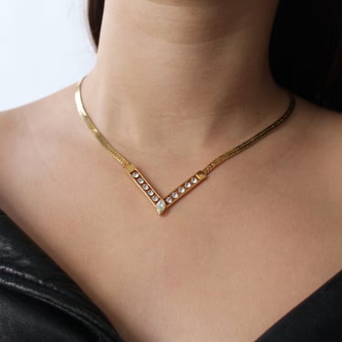 Vintage Rhinestone Pointed Necklace