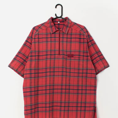 Vintage 90s Oxbow t-shirt with red plaid flannel and quarter zip - Medium 