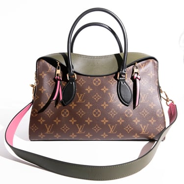 LOUIS VUITTON Classic Monogram Green and Pink Tuileries Tote