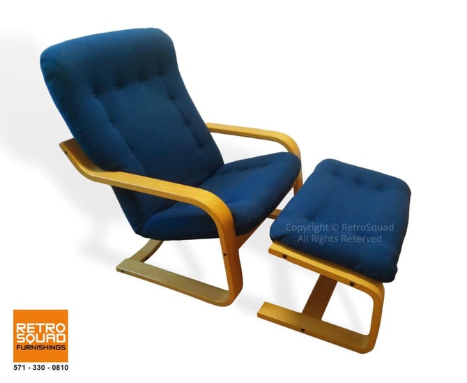 Westnofa / Ingmar Relling Bent Wood Danish Modern Lounge Chair + Ottoman MCM