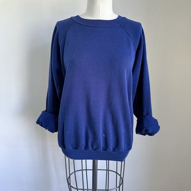 Vintage 1980s Navy Blank Sweatshirt / L / unisex M 