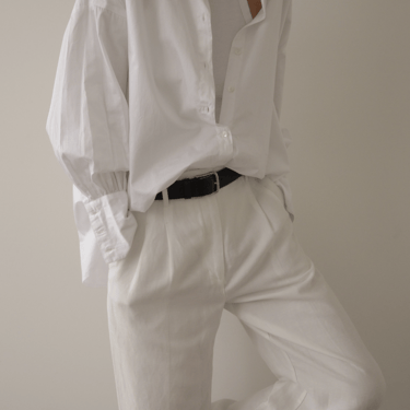 Button down shirt, white poplin/museo