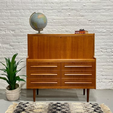 TEAK Mid Century MODERN Secretary DESK + Storage, Made in Denmark, c. 1960's 