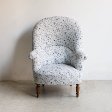 Napoleon III Block Print Arm Chair | Leonie Indigo