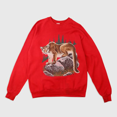 Vintage Forest Cougar Picture Sweatshirt Sz XL