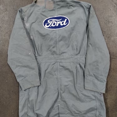 M 50’s Go Pfor Ford HBT Shop Coat Gray Work Chore Jacket Medium Cotton 1950s 1960s Cars True Vintage American Made Minnesota 