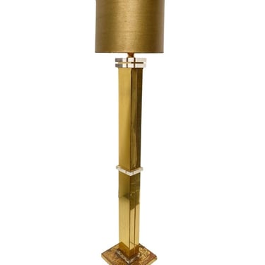 High Style Modern Acrylic and Brass Floor Lamp, Circa 1970 